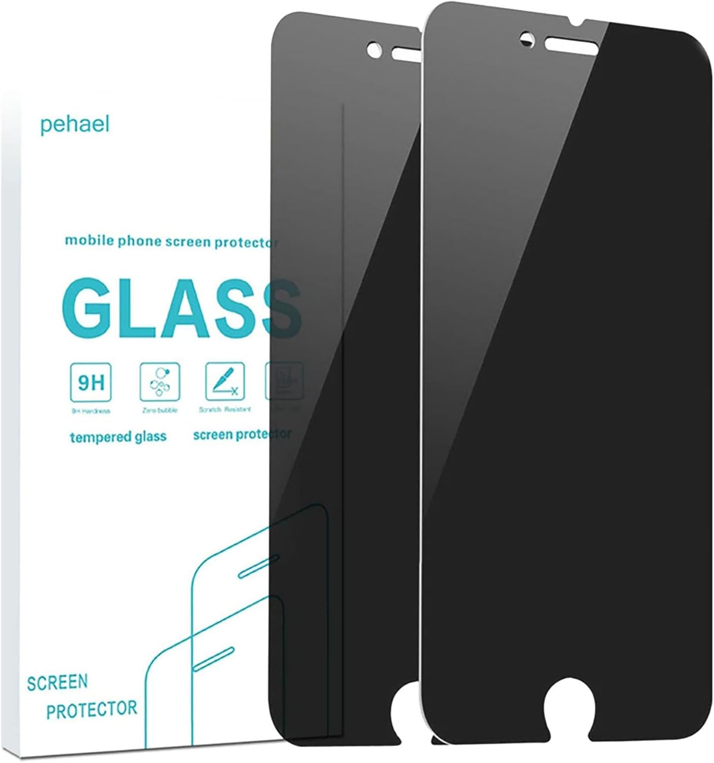 Pehael Screen Protector for Apple iPhone SE 2020 2nd Generation, iPhone 8, iPhone 7 (4.7-inch) Anty- Spy Tempered Glass Film, Easy Install, Case Friendly (2 Packs)