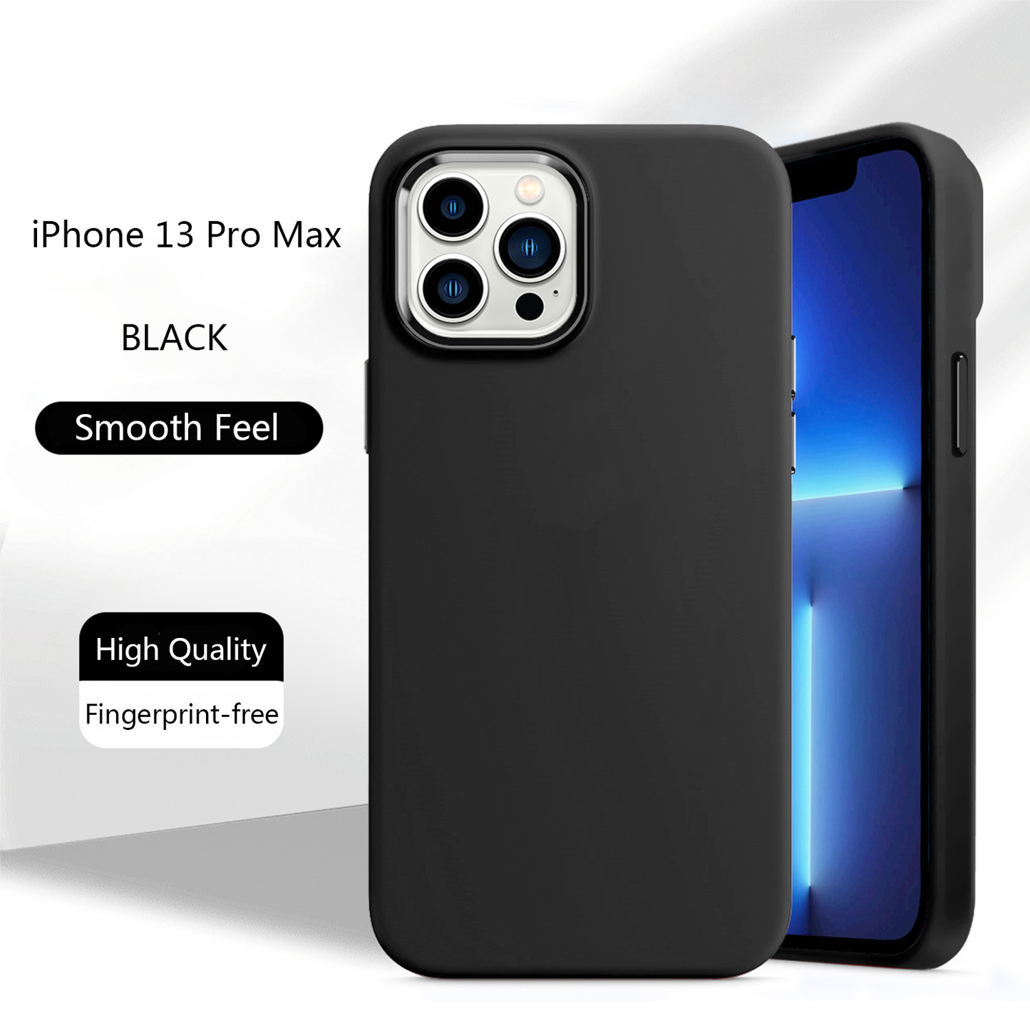 PEHAEL Designed for iPhone 13 Pro Max Case, Silicone Shockproof Slim Thin Phone Case for iPhone 13 Pro Max 6.7 inch (Black)