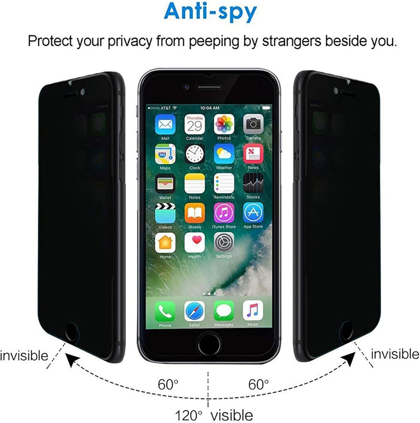 Pehael Screen Protector for Apple iPhone SE 2020 2nd Generation, iPhone 8, iPhone 7 (4.7-inch) Anty- Spy Tempered Glass Film, Easy Install, Case Friendly (2 Packs)