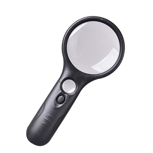 PEHAEL Magnifying Glass Hand-held Magnifier Glass with 3LED Light 3x 45x for Reading,Medicine,Coin,Stamp,Home and Office【Black】