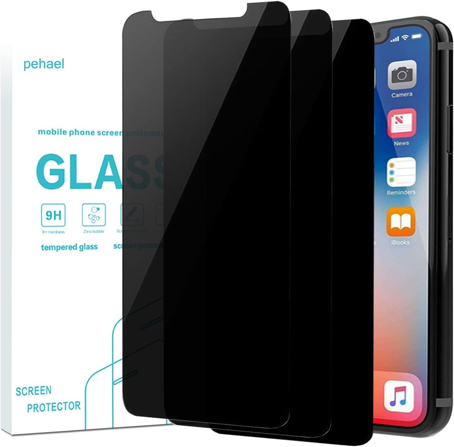 pehael [2+1Pack Privacy Screen Protector for iPhone 11 Pro/iPhone Xs/iPhone X/iPhone 10 Anti-Spy Tempered Glass Film 9H Hardness Upgrade Edge Protection Easy Installation Bubble Free [5.8 inch]