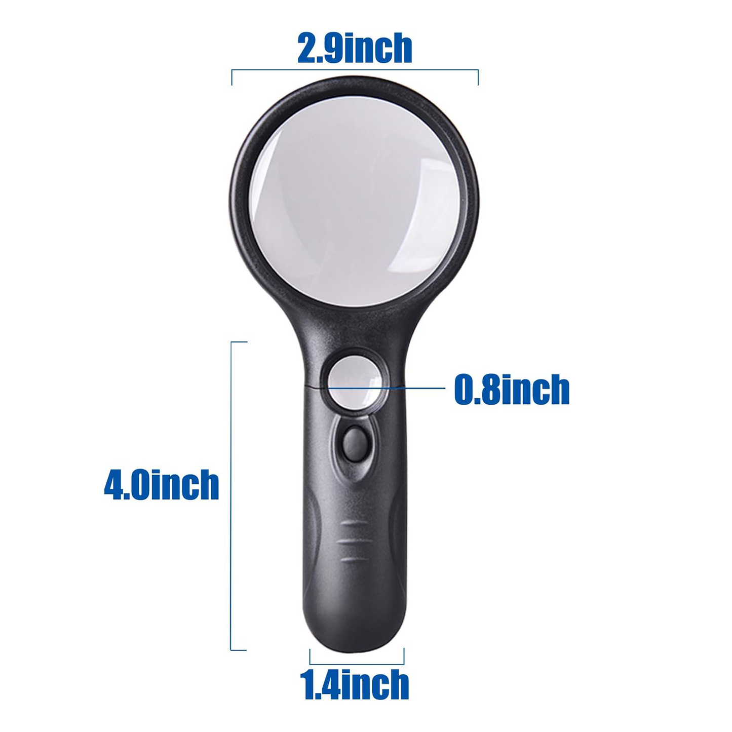 PEHAEL Magnifying Glass Hand-held Magnifier Glass with 3LED Light 3x 45x for Reading,Medicine,Coin,Stamp,Home and Office【Black】