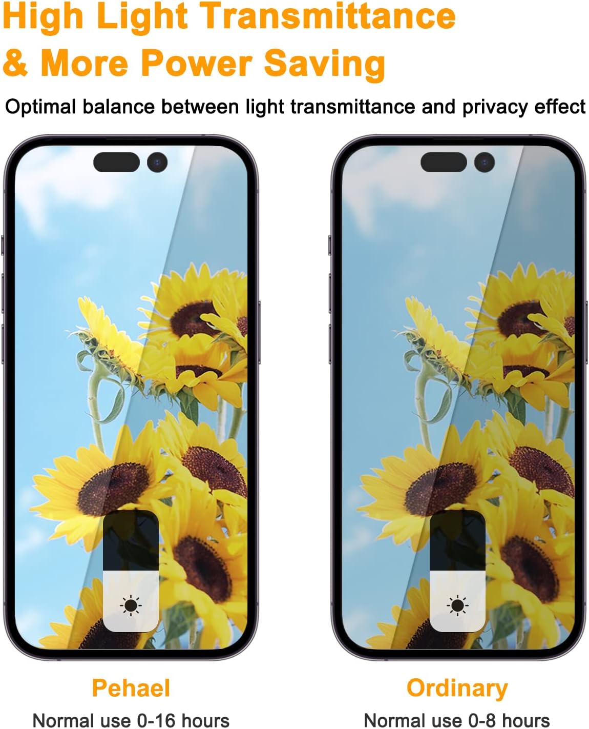 PEHAEL 2+2Pack for iPhone 14 Pro Privacy Screen Protector with Camera Lens Protector Full Coverage Anti-Spy Tempered Glass Film 9H Hardness Easy Installation Bubble Free [6.1 inch]