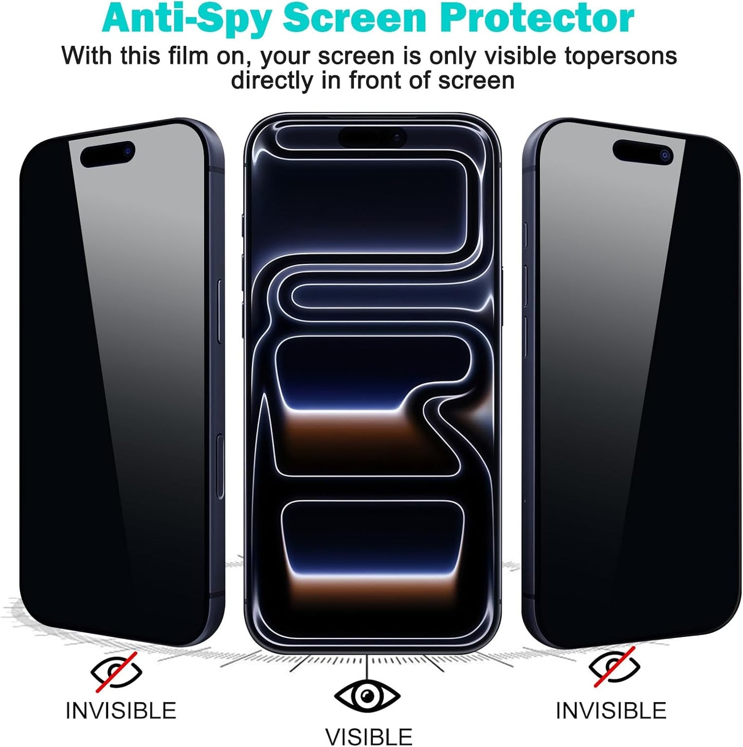 PEHAEL 3+3 Pack for iPhone 17 Pro Max Privacy Screen Protector with Camera Lens Protector Full Coverage Anti-Spy Tempered Glass Film 9H Hardness Easy Installation Bubble Free [6.9 inch]
