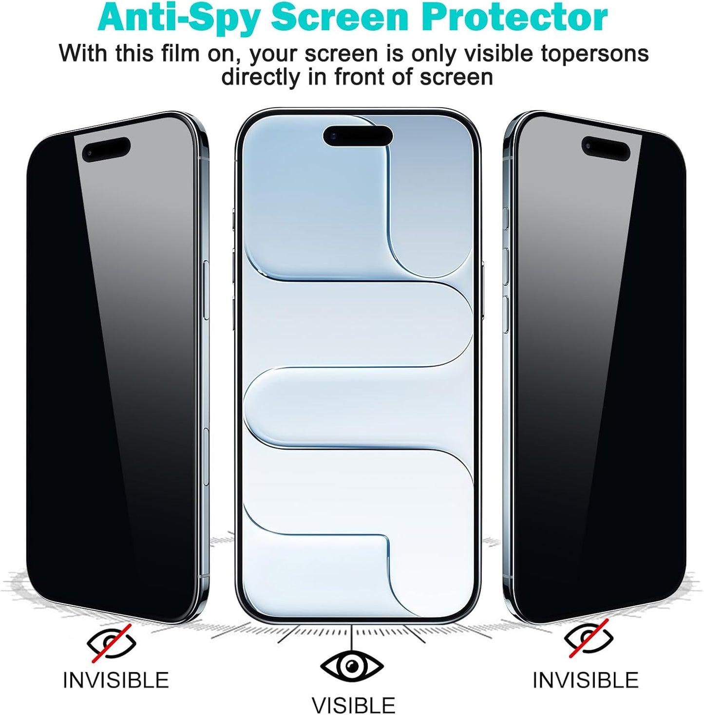 PEHAEL 3+3 Pack for iPhone Air/17 Air Privacy Screen Protector with Camera Lens Protector Full Coverage Anti-Spy Tempered Glass Film 9H Hardness Easy Installation Bubble Free [6.5 inch]