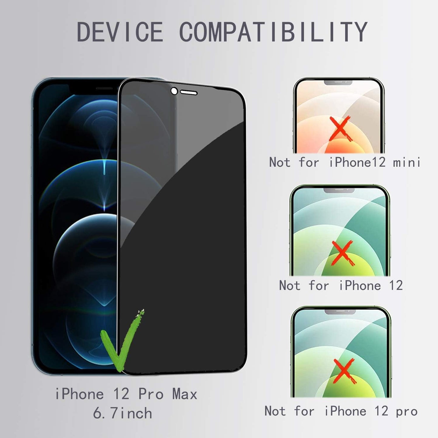 PEHAEL 2+2Pack for iPhone 12 Pro Max Privacy Screen Protector with Camera Lens Protector Full Coverage Anti-Spy Tempered Glass Film 9H Hardness Bubble Free [6.7 inch]