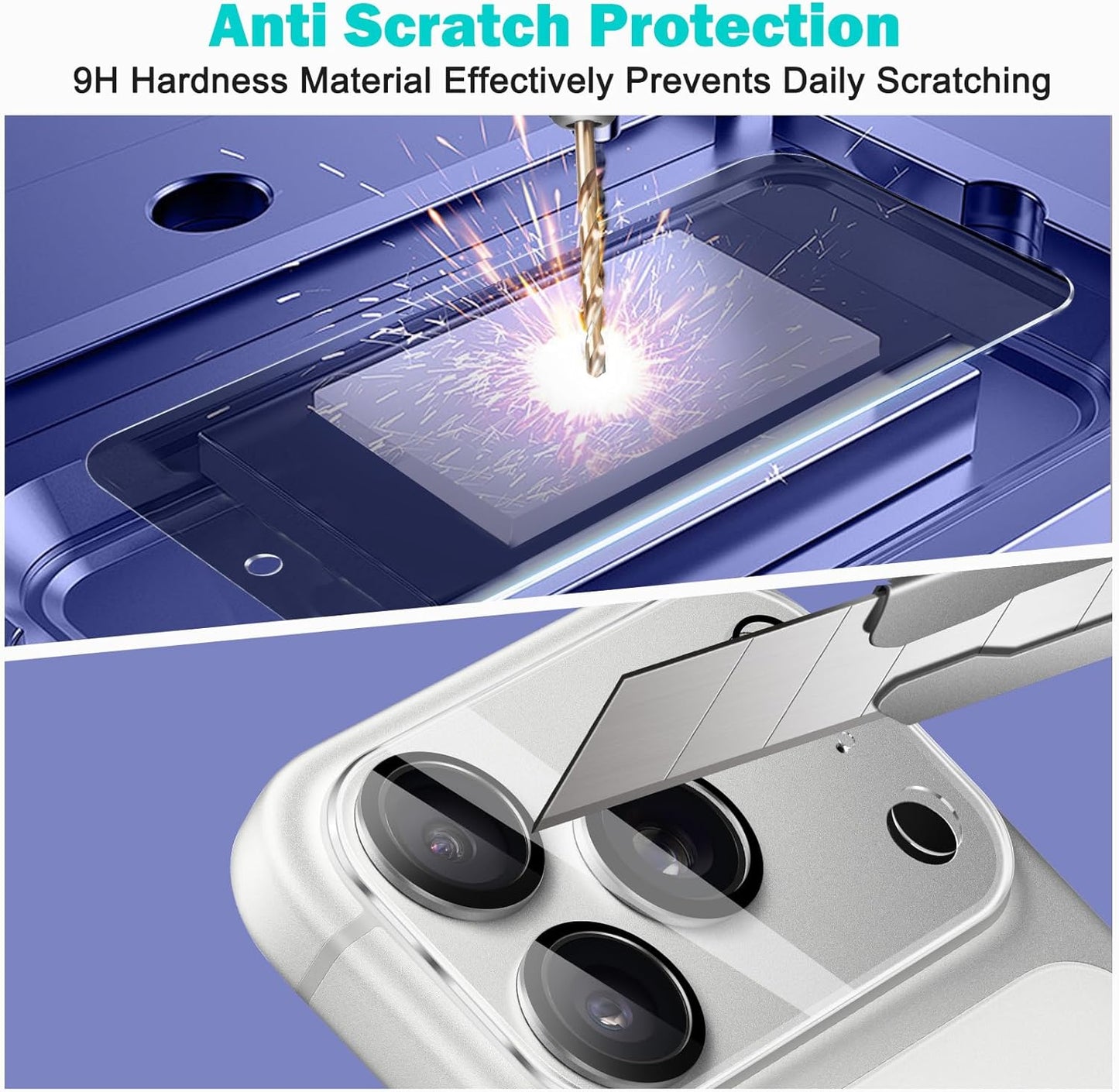 PEHAEL 3+3 Pack for iPhone 17 Pro Privacy Screen Protector with Camera Lens Protector Full Coverage Anti-Spy Tempered Glass Film 9H Hardness Easy Installation Bubble Free [6.3 inch]