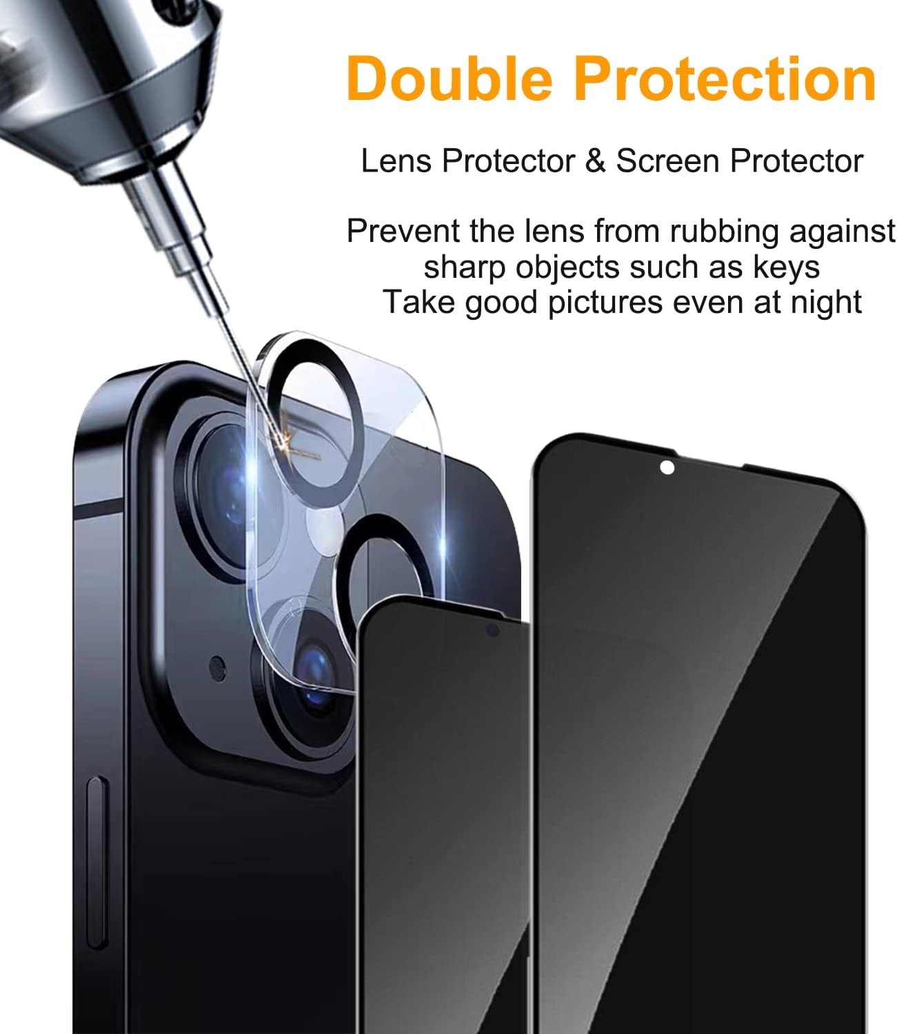 PEHAEL 2+2Pack for iPhone 14 Privacy Screen Protector with Camera Lens Protector Full Coverage Anti-Spy Tempered Glass Film 9H Hardness Easy Installation Bubble Free [6.1 inch]