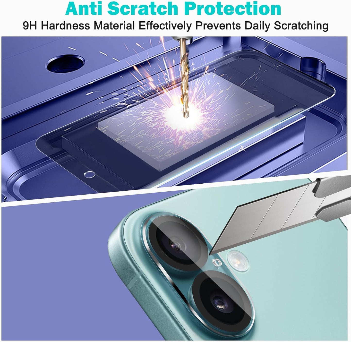 PEHAEL 3+3Pack for iPhone 16 Privacy Screen Protector with Camera Lens Protector Full Coverage Anti-Spy Tempered Glass Film 9H Hardness Easy Installation Bubble Free [6.1 inch]