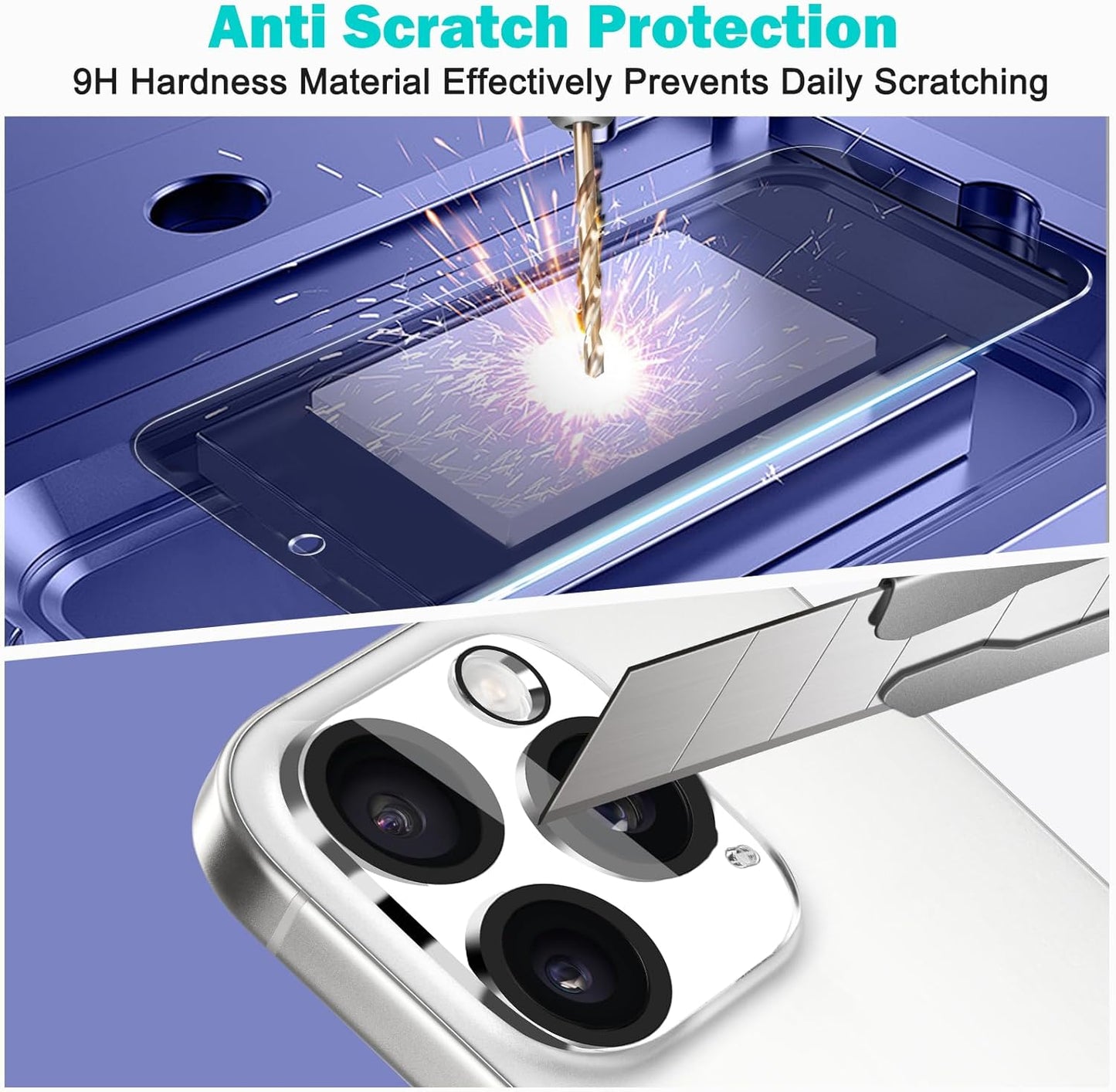 PEHAEL 3+3Pack for iPhone 16 Pro Privacy Screen Protector with Camera Lens Protector Full Coverage Anti-Spy Tempered Glass Film 9H Hardness Easy Installation Bubble Free [6.3 inch]