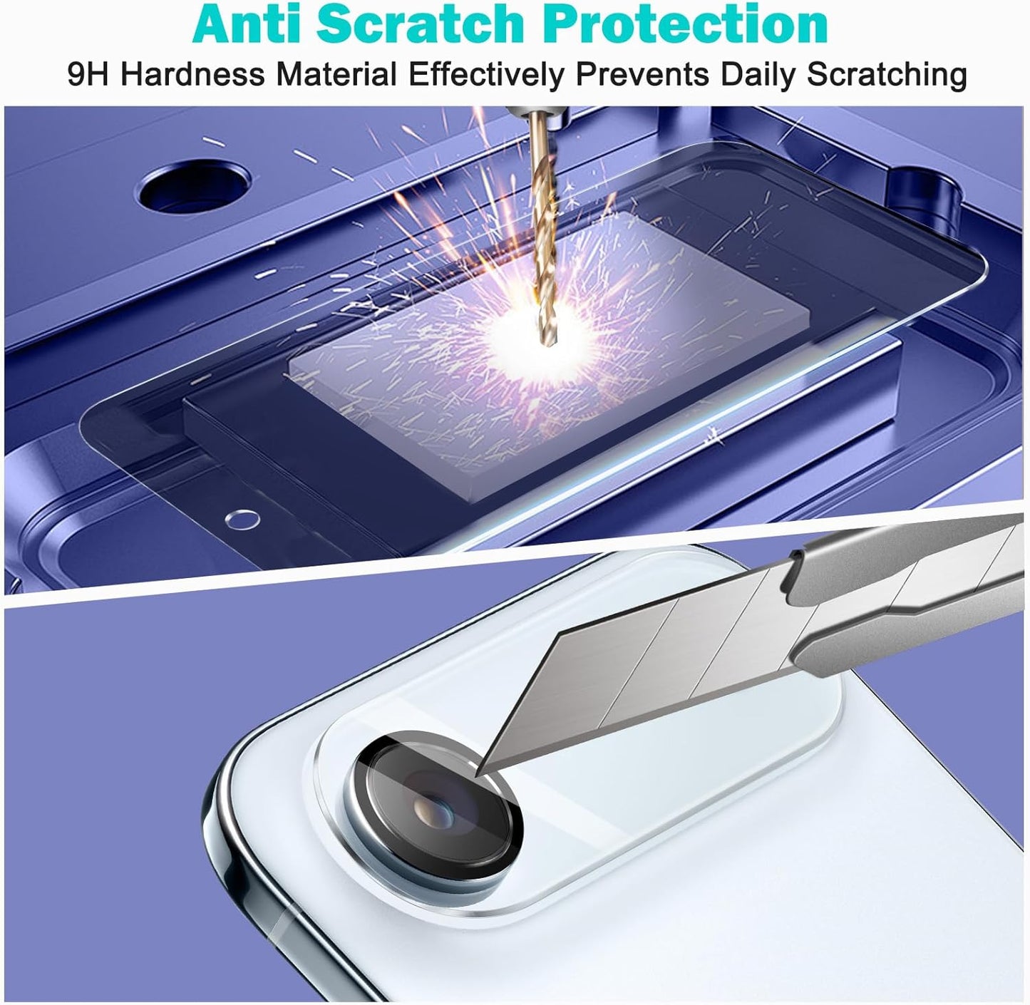 PEHAEL 3+3 Pack for iPhone Air/17 Air Privacy Screen Protector with Camera Lens Protector Full Coverage Anti-Spy Tempered Glass Film 9H Hardness Easy Installation Bubble Free [6.5 inch]