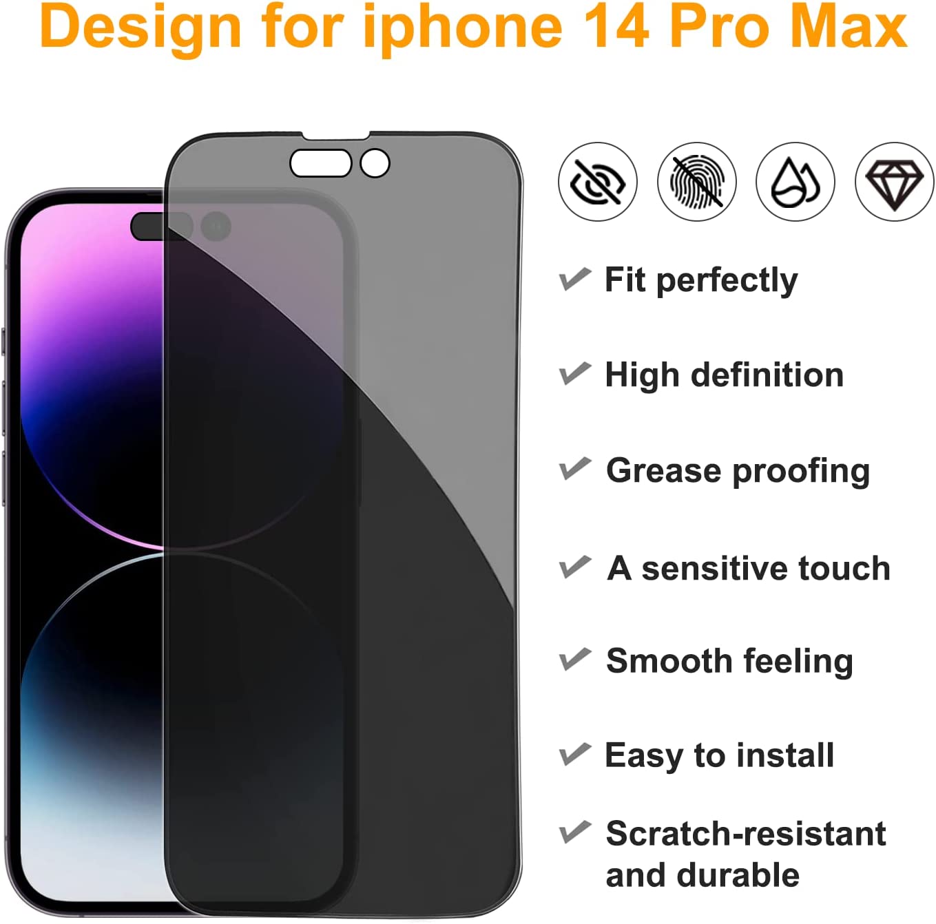  ProCase 2 Pack Privacy Screen Protector for 6.7 Inch iPhone 14  Plus/iPhone 13 Pro Max, 9H Anti Spy Dark Tempered Glass Screen Film Guard  for iPhone 14 Plus 2022/ iPhone 13