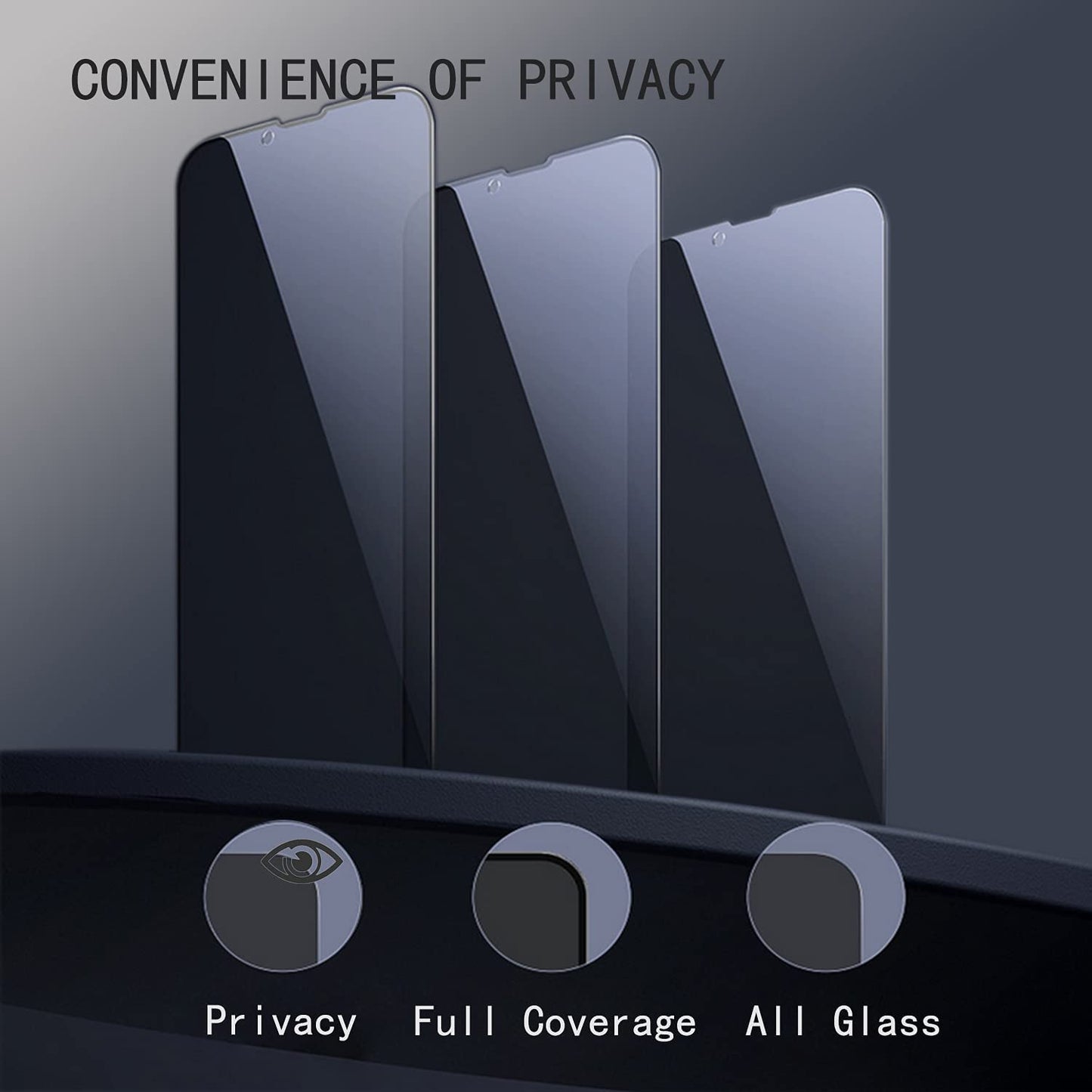 Pehael [2+2 Pack] iPhone 13 Pro Privacy Screen Protector with Camera Lens Protector Full Coverage Anti-Spy Tempered Glass Film 9H Hardness Upgrade Edge Protection Easy Installation Bubble Free